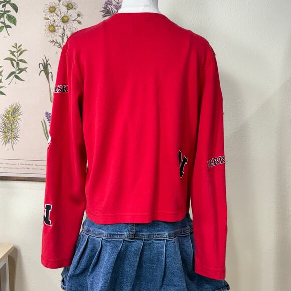 Vintage 90s Y2k Nebraska Huskers Cornhuskers Football Embroidered Cardigan M - Picture 6 of 9